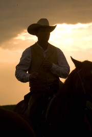 Cowboy at sunset 964