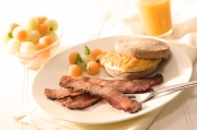 english muffin with pepper bacon