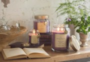 Violet candles with book