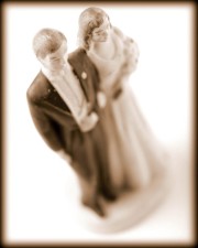 Vintage bride and groom cake topper