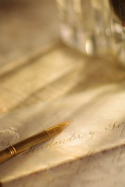 Crystal ink well with letter and pen