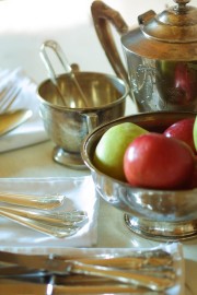 Silver sideboard with fruit